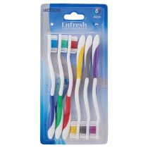Enfresh Toothbrush Pack Of 6 With Medium Bristles, Multicolour