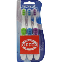 Enfresh Toothbrush Pack Of 3 Brushes With Sensitive Soft Bristles, Multicolour