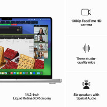 Apple MacBook Pro 2023, M3 Chip, 14 inch, 8CPU, 10GPU 1TB SSD, Silver MR7K3 English 1 Year Warranty