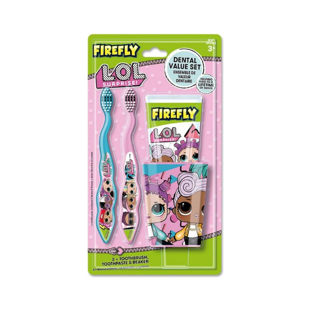 Firefly LOL Surprise 2 Toothbrushes, Beaker And Toothpaste Set