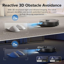 Roborock S8 Robot Vacuum Cleaner with Dual Brush & 6000Pa Suction & 3D Structured Light Obstacle Avoidance Robot Vacuum Compatible with Alexa for Pet Hair, Upgrade of Roborock S7 (Black), 1 Year Warranty