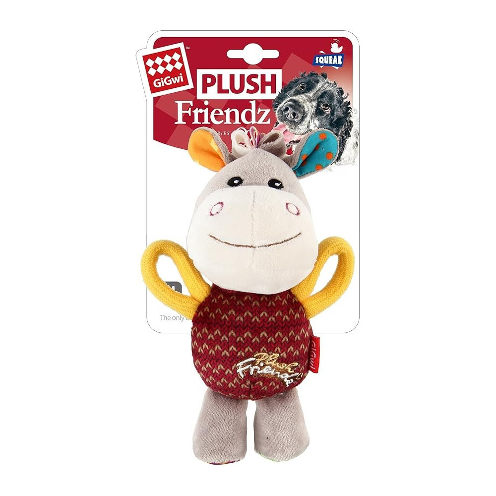 Gigwi Plush Friendz Dog Toy With Squeaker, Donkey