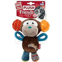 Gigwi Plush Friendz Squeaker Dog Toy, Monkey