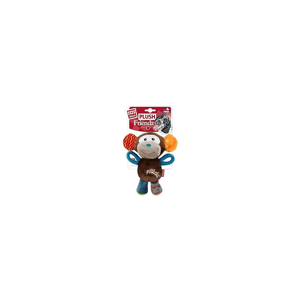 Gigwi Plush Friendz Squeaker Dog Toy, Monkey