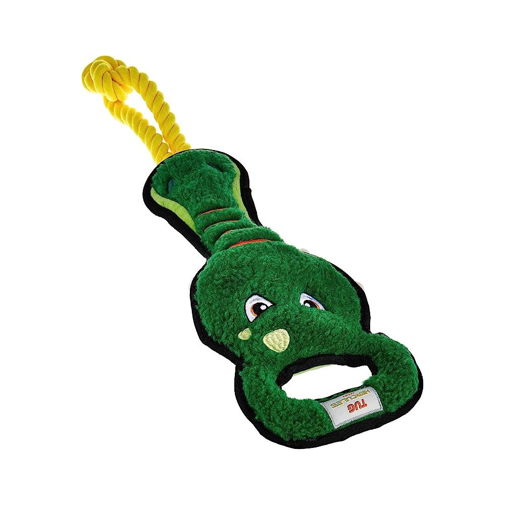 Gigwi Tug Hercules Squeaker Inside Dog Toy, Crocodile, Medium, Green