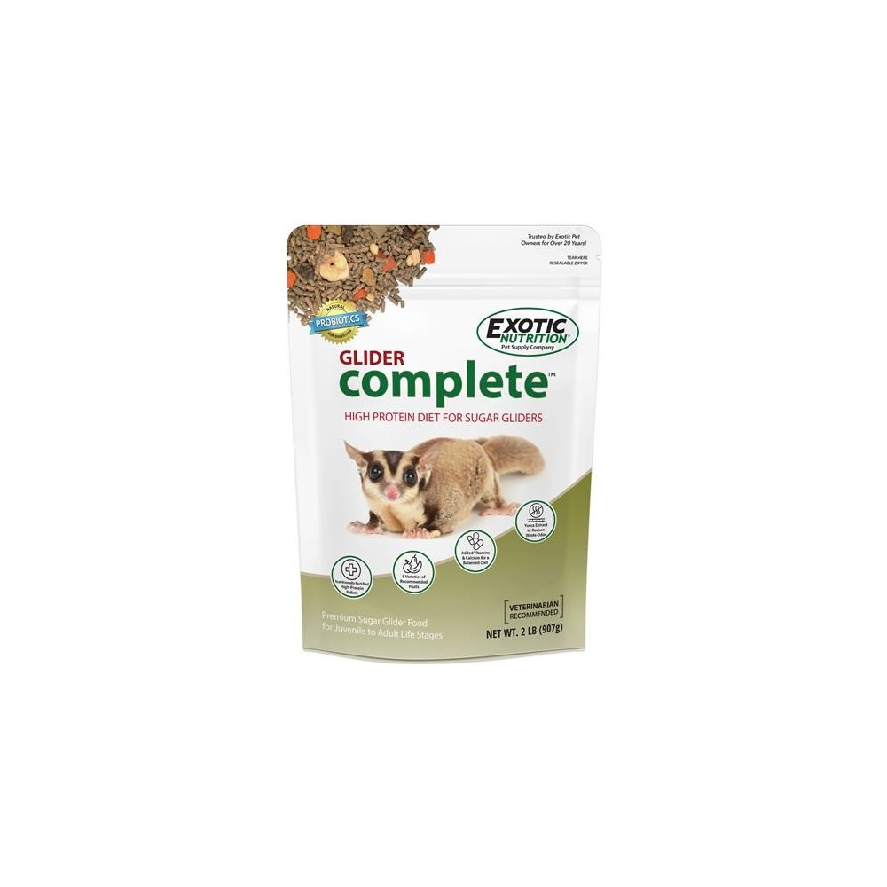 Exotic Nutrition Glider Complete, High Protein Diet For Sugar Glider, 907 G