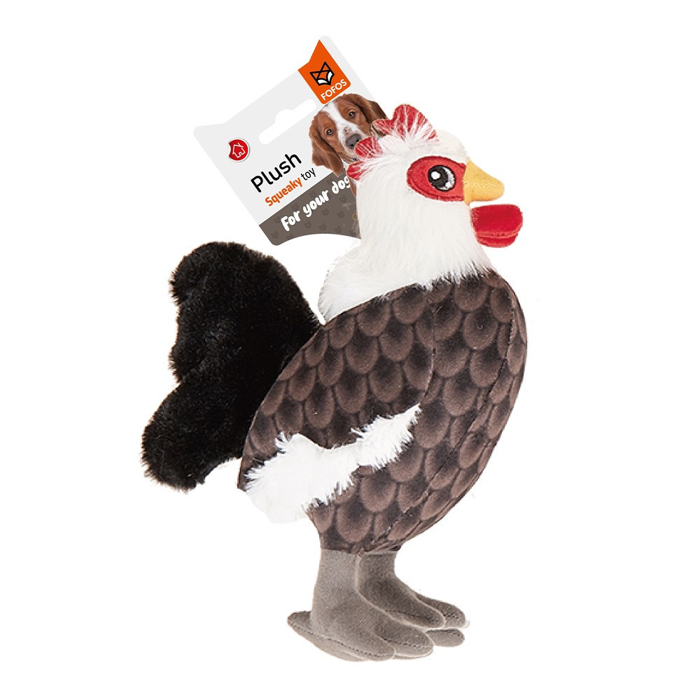 FOFOS Rooster Plush Dog Toy, Multicolour