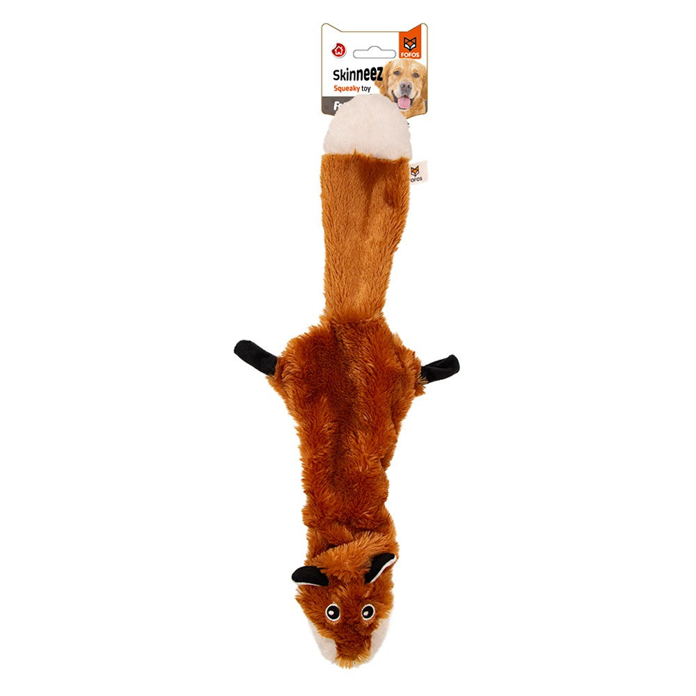 FOFOS Skinneez Fox Dog Toy, Durable Stuffing, Brown