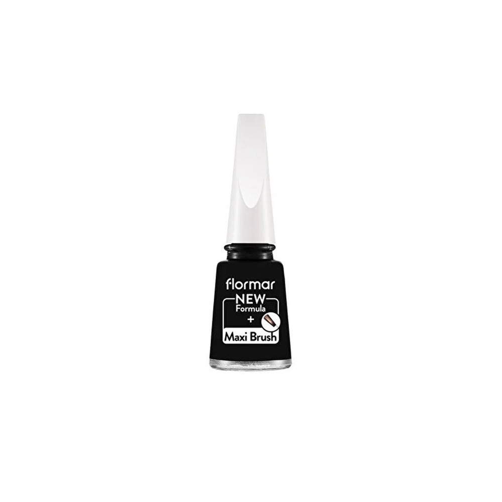 Flormar Nail Enamel With New Improved Formula And Thicker Brush, 313 Black Minimalism