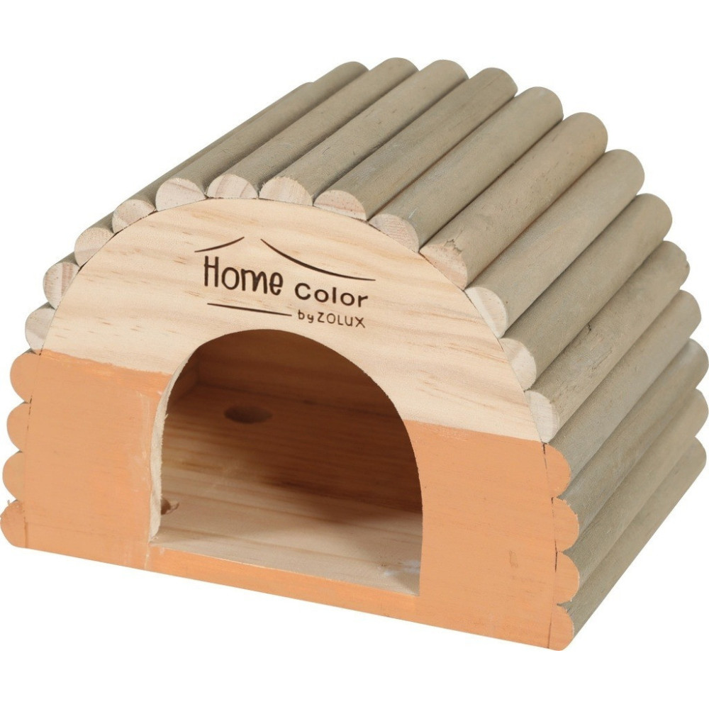 Zolux Home Colour Wooden House With Round Timbers - Medium/Orange