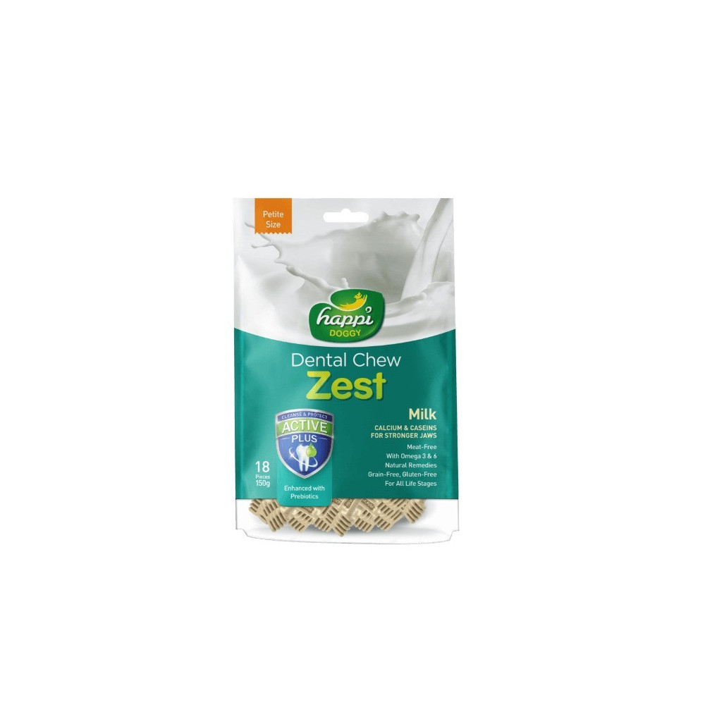 Happi Doggy Dental Chew Zest-Milk, 2.5 Inch, 18 Pieces, 150 Gm