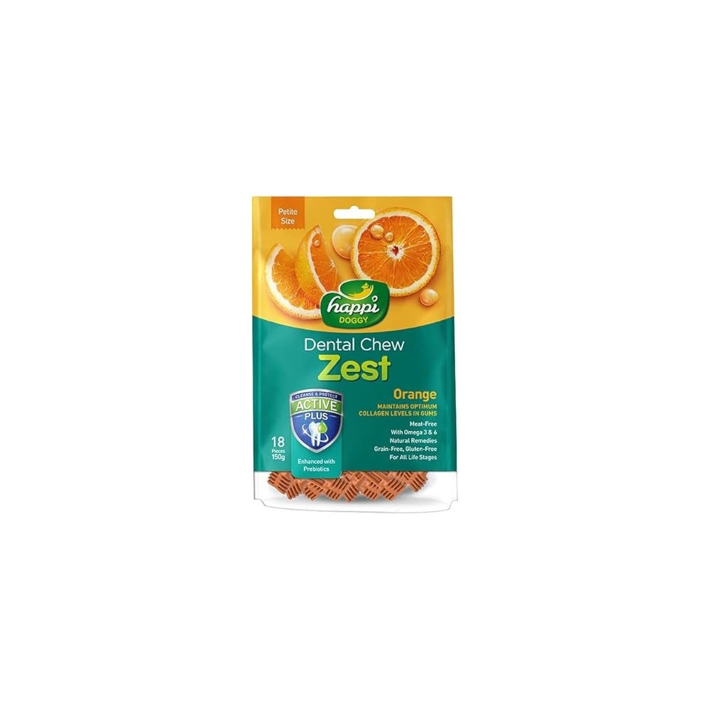 Happi Doggy Dental Chew Zest Orange, 2.5 Inch, 18 Pieces, 150 Gm