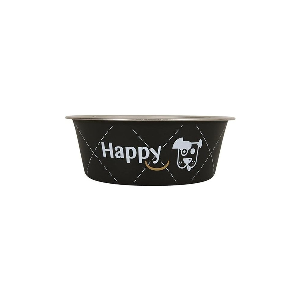 Zolux Happy Stainless Steel Dog Bowls, Black, 0.4 Litre
