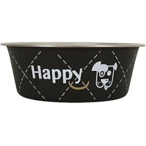 Zolux Happy Stainless Steel Dog Bowls, Black, 1.5 Litre