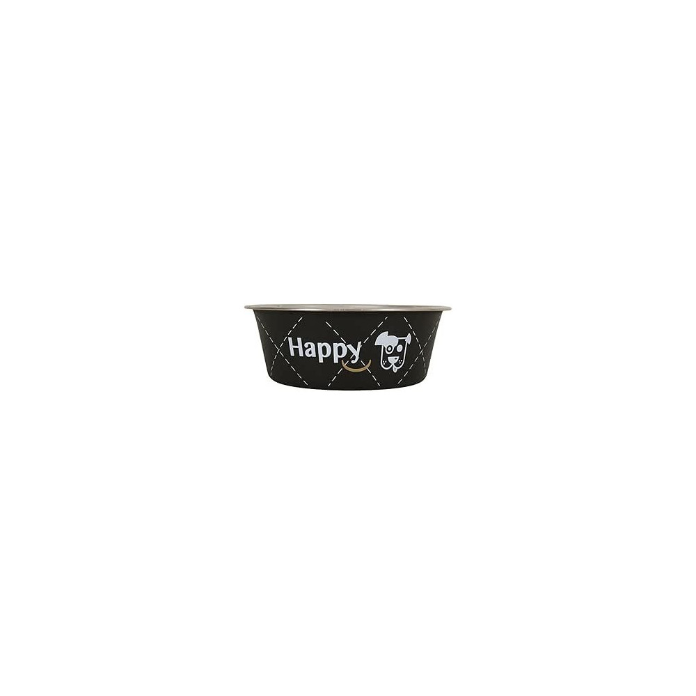Zolux Happy Stainless Steel Dog Bowls, Black, 1.5 Litre