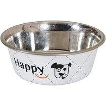 Zolux Happy Stainless Steel Dog Bowls, White, 0.4 Litre