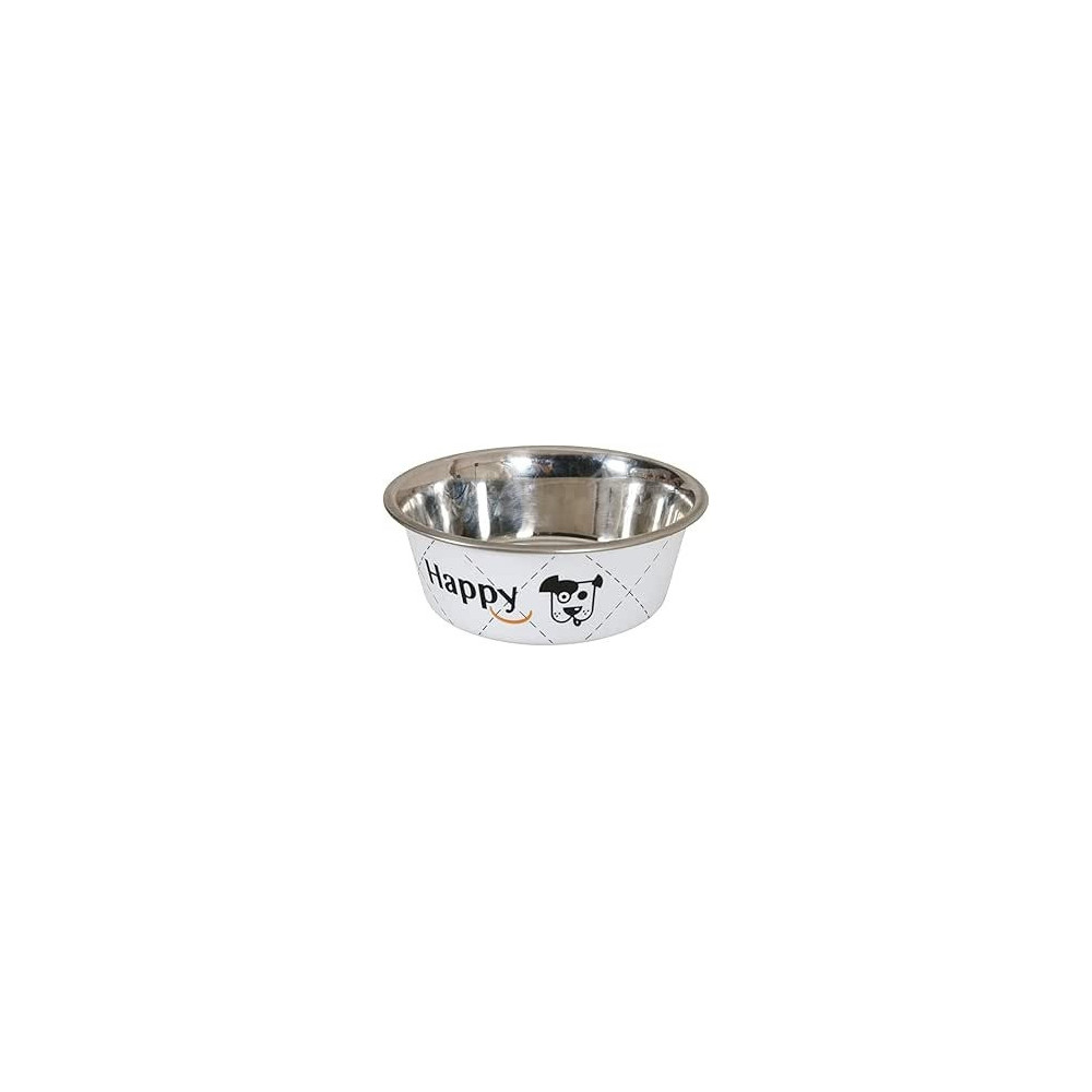 Zolux Happy Stainless Steel Dog Bowls, White, 0.4 Litre