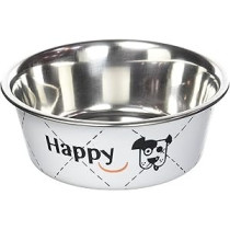 Zolux Happy Stainless Steel Dog Bowls, White, 0.8 Litre