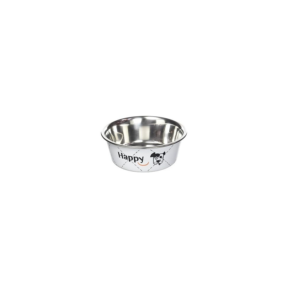 Zolux Happy Stainless Steel Dog Bowls, White, 0.8 Litre