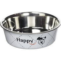 Zolux Happy Stainless Steel Dog Bowls, White, 1.5 Litre