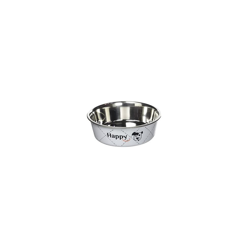 Zolux Happy Stainless Steel Dog Bowls, White, 1.5 Litre