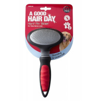 Mikki Hard Pin Slicker For Thick-Dense Coats, Small, Red/Black