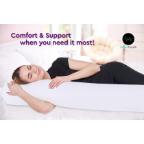 AllSett Health 2Xl Round Cervical Roll Cylinder Bolster Body Pillow With Removable Washable Cover, Premium Grade Memory Foam Ergonomically Designed Back, Neck And Spine Relief During Sleep, 47â€ In Long X 7.5â€ Wide