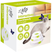 All For Paws Interactive Tower Of Tracks With Butterfly Cat Toy, White