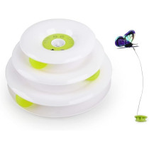 All For Paws Interactive Tower Of Tracks With Butterfly Cat Toy, White