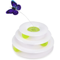 All For Paws Interactive Tower Of Tracks With Butterfly Cat Toy, White