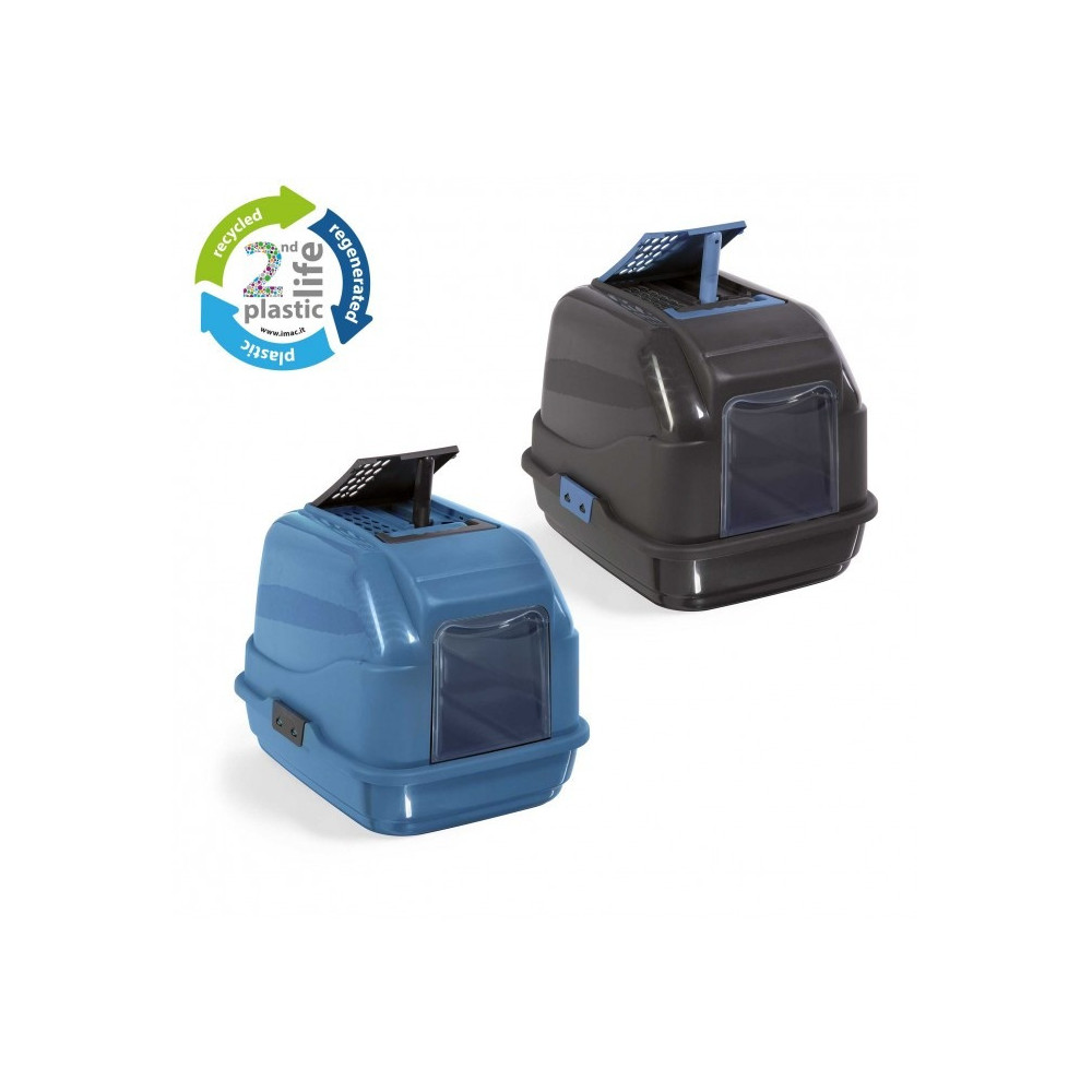 Imac Easy Cat Second Life Plastic Hooded Cat Toilets, 50 x 40 x 40 Cm, Black