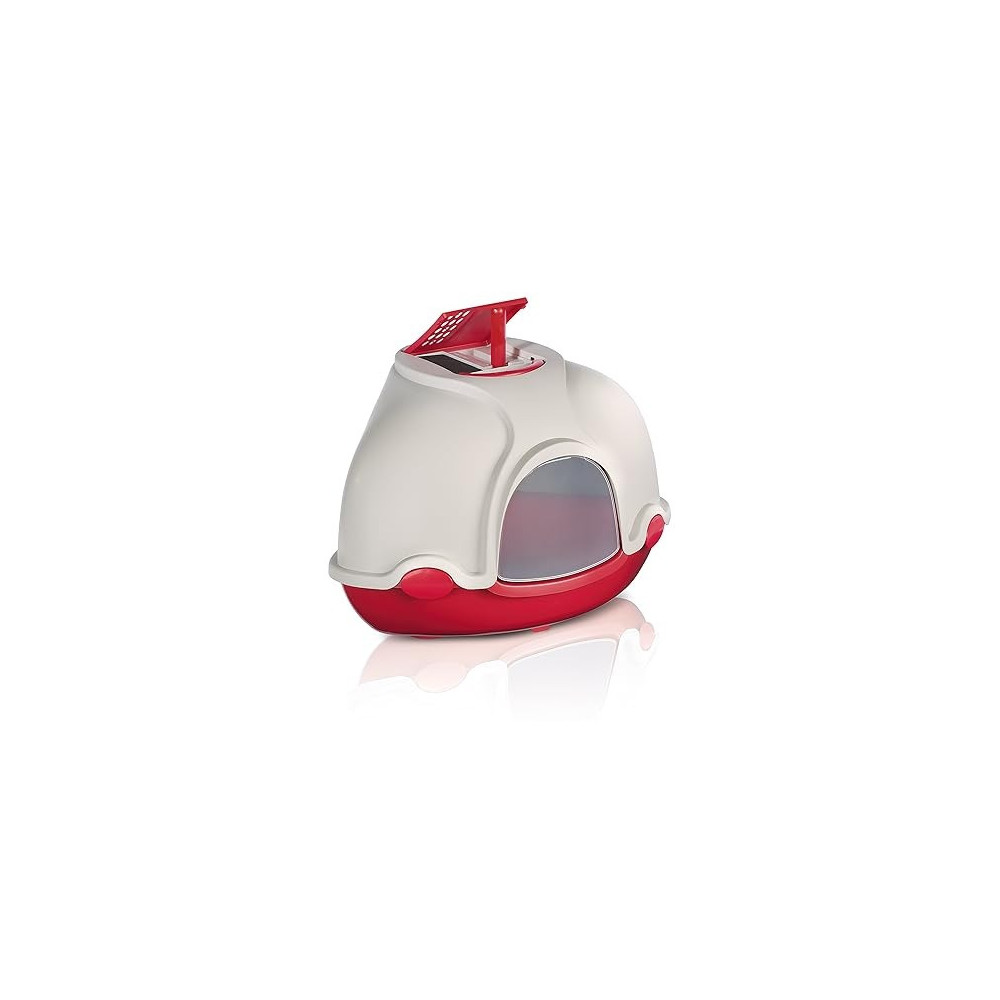 Imac Ginger Corner Cat Toilet Closed Litter Box, 52 x 52 x 44.5 Cm, Red