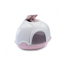 Imac Ginger Corner Cat Toilet Closed Litter Box, 52 x 52 x 44.5 Cm, Pink And White