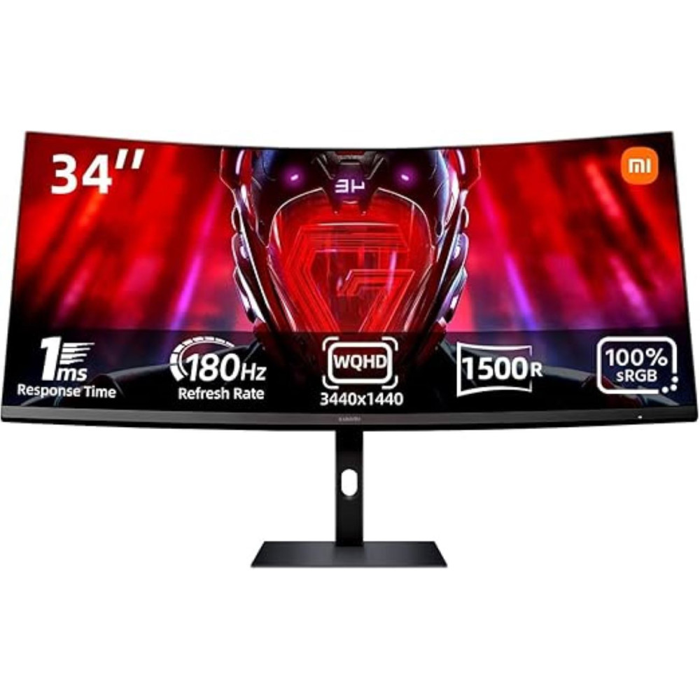 Xiaomi 34 Inch Curved Gaming Monitor G34WQi,WQHD Ultrawide Display 180Hz Free Sync 1500R Low Blue Light Global Version