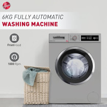 Hoover Washing Machine Front Load Fully Automatic, 6Kg 1000 Rpm, Silver, Made In Turkey, 5 Stars Rating,Hwm-V610-S."Min 1 year manufacturer warranty"