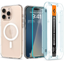 Spigen Ultra Hybrid Magfit And Glastr Ez Fit For Iphone 16 Pro Max Case Cover Magsafe Compatible Tempered Glass Screen Protector Bundle Pack, White