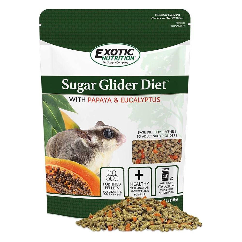 Exotic Nutrition Sugar Glider Diet With Papaya & Eucalyptus, Sugar Glider Food 908g