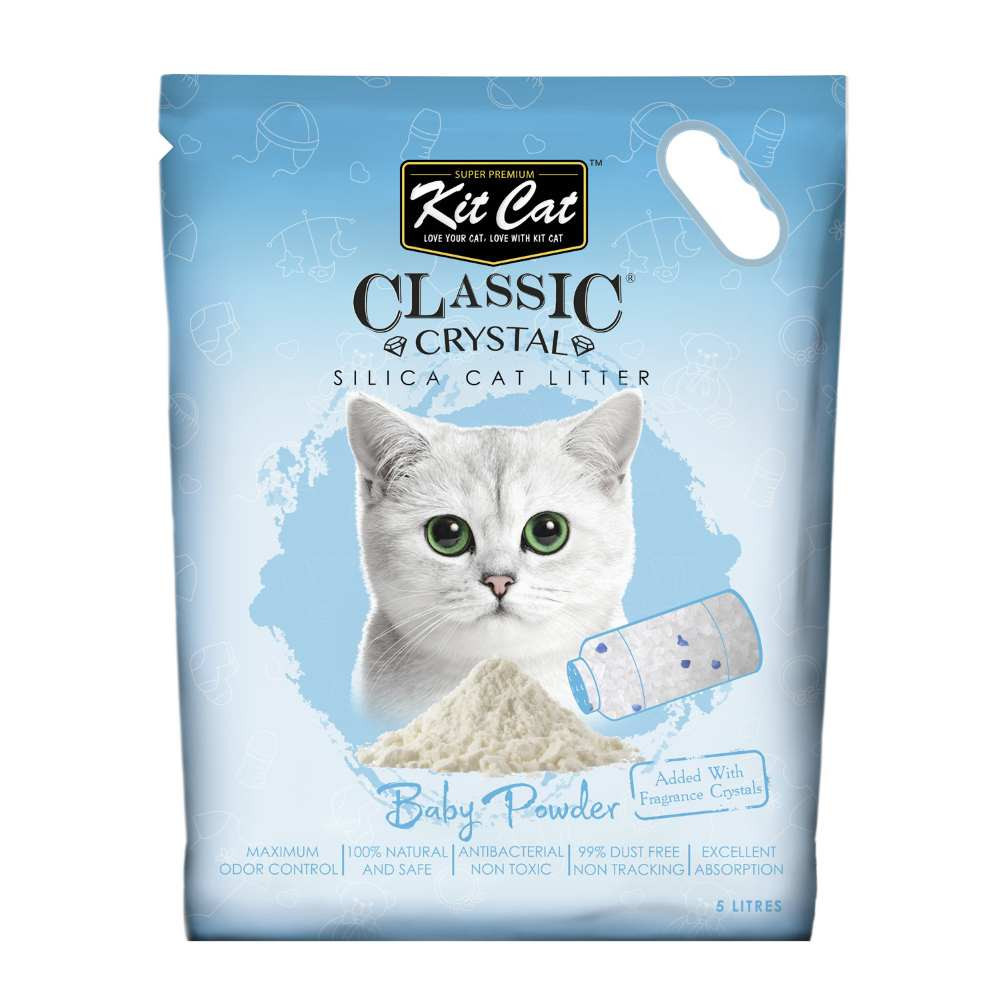 Kit Cat Crystal Silica Cat Litter Baby Powder 5L Blue, Best Cat Cleaning Powder