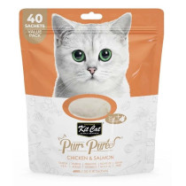 Kit Cat Purr Puree Chicken and Salmon Cat Treats Value Pack, 40 Sachets x 15g 