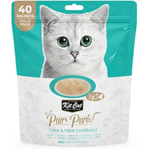 Kit Cat Hairball Tuna & Fiber Purr Puree Cat Treats Value Pack of 40 Sachets x 15g