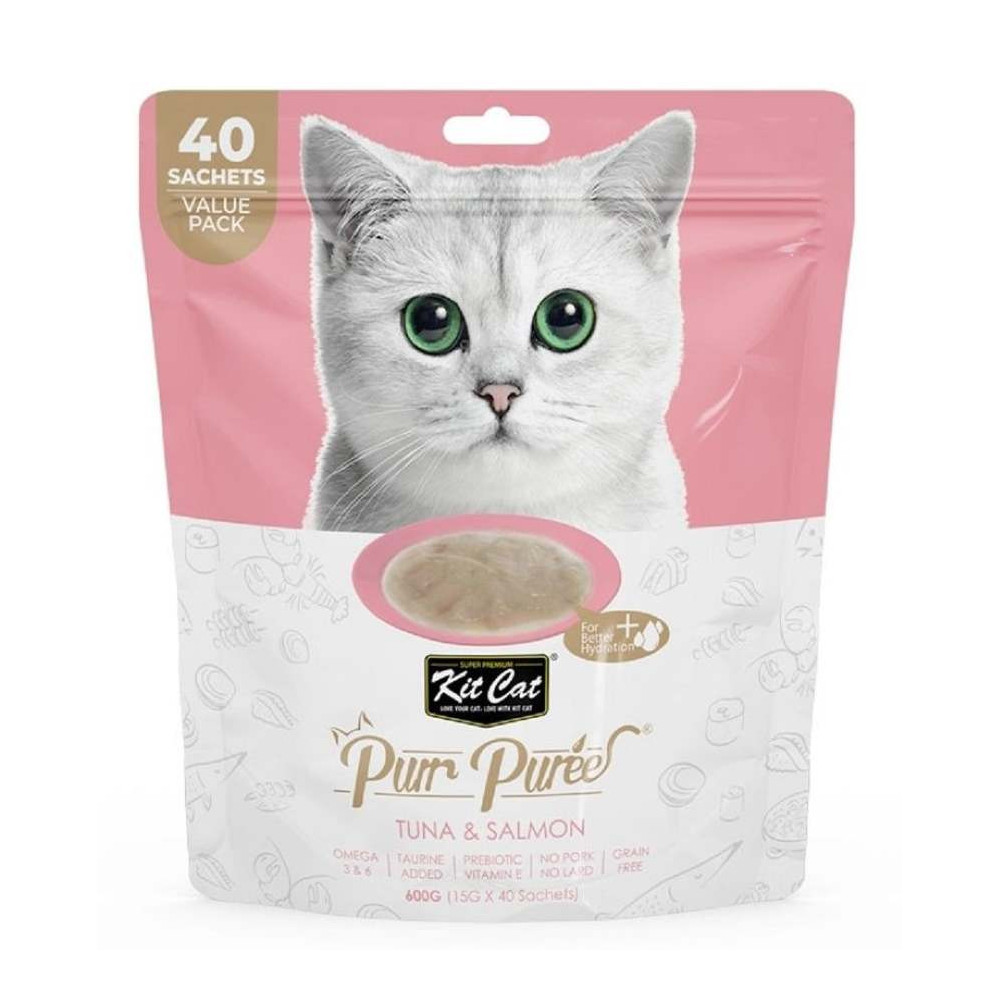 Kit Cat Purr Puree Cat Treats Tuna & Salmon 40 Sachets Value Pack