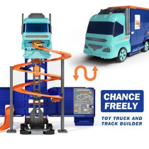 D-Power Super Transformer Construction Truck 2 In 1 Truck And Track Set, 6 Cars And Sign Boards Included, 3 Plus years, Blue