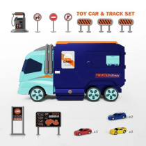 D-Power Super Transformer Construction Truck 2 In 1 Truck And Track Set, 6 Cars And Sign Boards Included, 3 Plus years, Blue