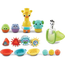 VTech 6-In-1 Bath Set, Bathtub Toy With 10 Plus Accessories Including Stacking And Linking Boats, Shape Sorter, Colourful Balls, Bath Time Gift For Babies And Infants 0, 6, 12 Months Plus, English Version