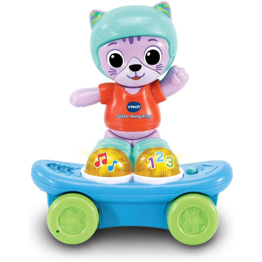 VTech Skate-Along Kitty, Interactive Baby Toy With Lights And Music, Pull Back Gift For Infants 6, 9, 12 Months Plus, English Version