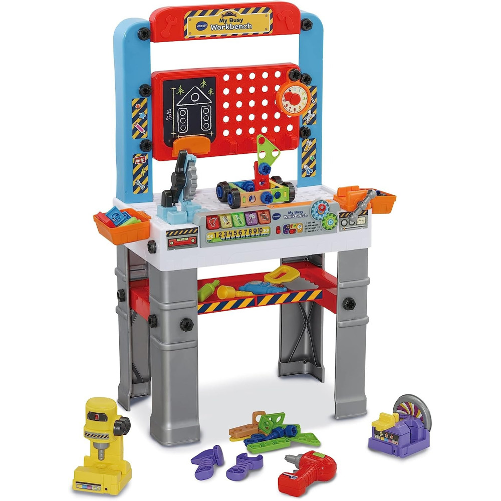 VTech My Busy Workbench, Interactive Toddler Toy, Pretend Play Tools, 100 Plus Pieces, Lights, Music And Sounds, Kids Gifts 3, 4, 5 Plus Years, English Version