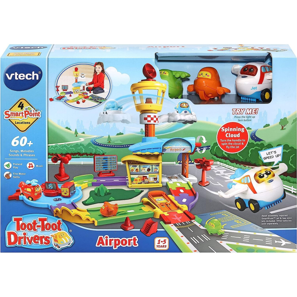VTech Toot Drivers Airport, Car Tracks For Kids With Lights And Sounds, Musical Toy, Suitable For Boys And Girls 12 Months, 2, 3, 4 Plus Years, English Version