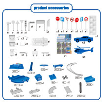 D-Power Multi Level Lift Parking Set 5 Storied DIY Build Set, Theme Police Station 82 Pieces Set, Kids Age 3 And Up