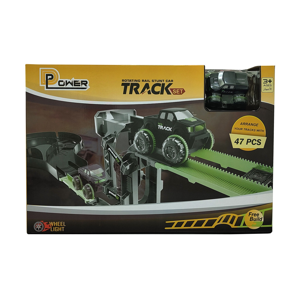 D-Power Vertical Climb Stunt Car Track DIY Free Build Track, Changeable Assembly 47 Pieces Set, Kids Age 3 Years And Up