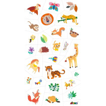 Avenir Tattoo Sticker Jungle Animal Series 50 Pieces Set Of Temporary Tattoos High-Quality Water-Based Ink - Safe And Easy To Apply And Remove - Lasts 3-5 Days For Kids 3 Years And Up